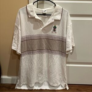 Vintage Warner Bros Polo Shirt Black Marvin The Martian Looney Toons Tunes